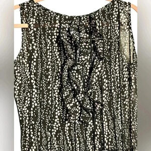 Sandra Darren mesh sleeveless ruffle flared  dress, Event, Dinner, Office, Sheer